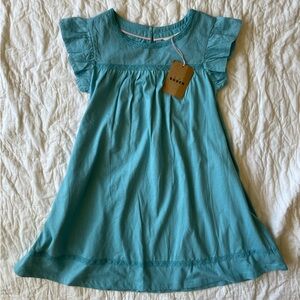 Boden Teal Girls Dress with Crochet Trim